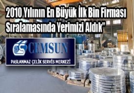 2010 Yılının En Büyük İlk Bin Firması Sıralamasında Yerimizi Aldık