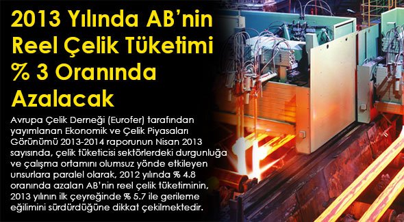 2013 Yılında AB'nin Reel Çelik Tüketimi % 3 Oranında Azalacak