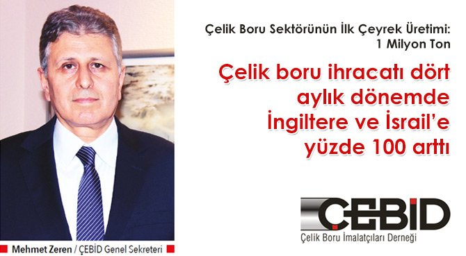 Çelik boru ihracatı dört aylık dönemde İngiltere ve İsrail'e yüzde 100 arttı