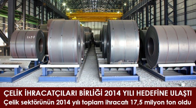 Çelik sektörünün 2014 yılı toplam ihracatı 17,5 milyon ton oldu