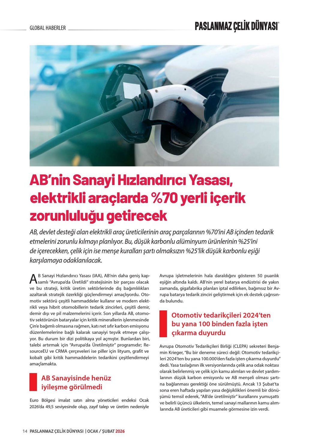 Paslanmaz Çelik Dünyası · 10. Sayı · Ocak-Şubat 2026 · 16