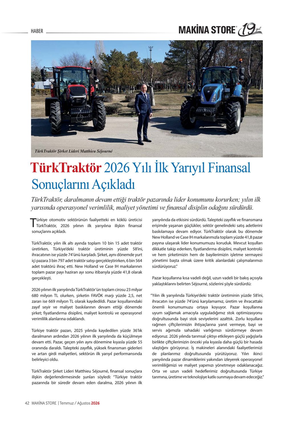 Makina Store · 103. Sayı · Temmuz-Ağustos 2026 · 44