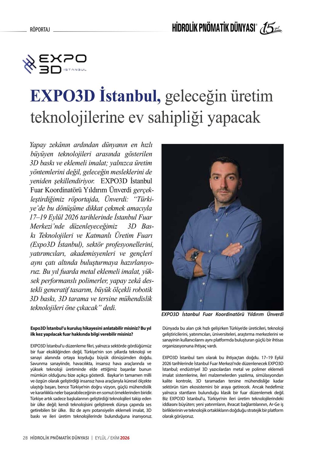 Hidrolik Pnömatik Dünyası · 85. Sayı · Eylül-Ekim 2026 · 30