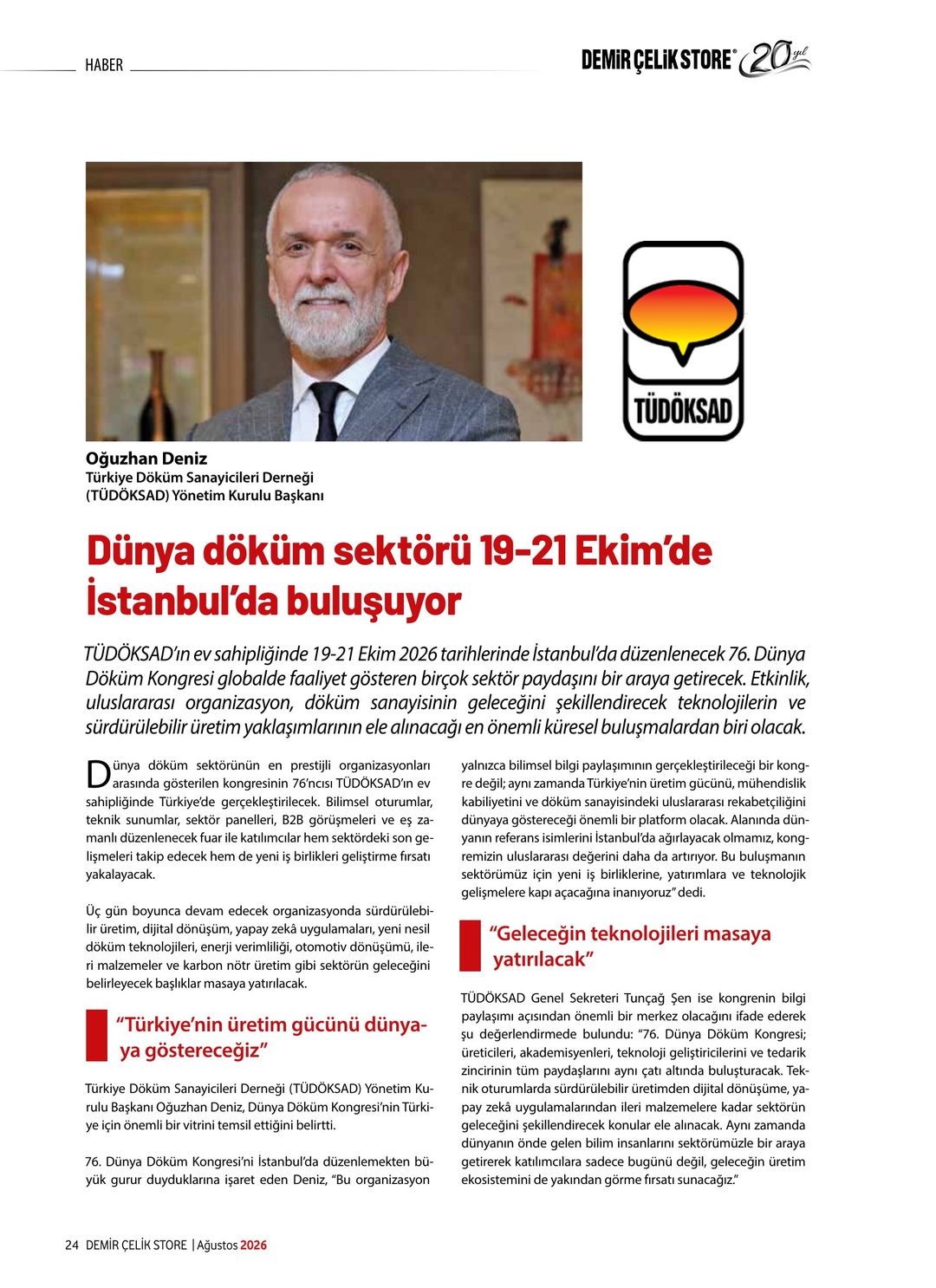 Demir Çelik Store · 236. Sayı · Ağustos 2026 · 28
