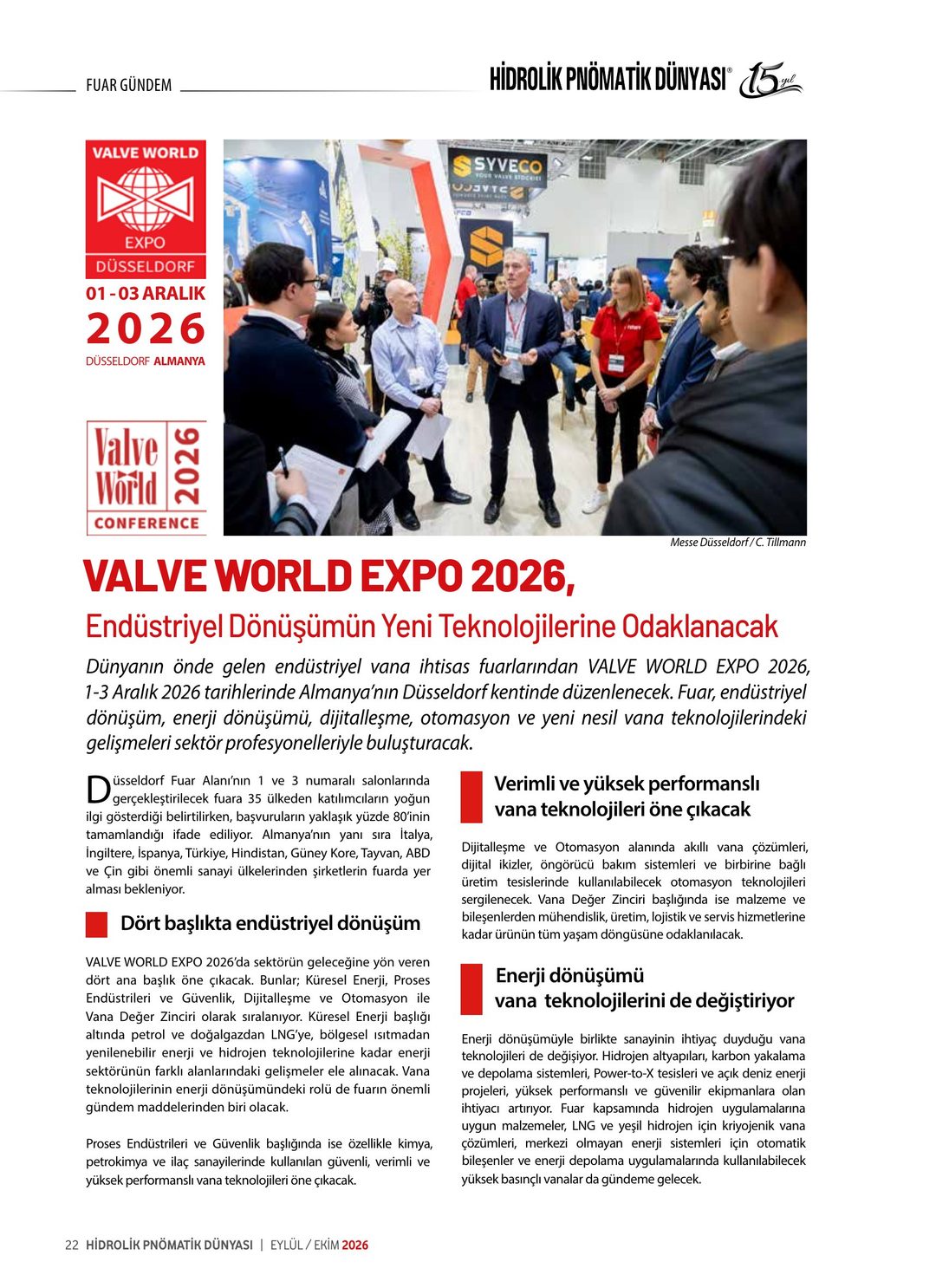 Hidrolik Pnömatik Dünyası · 85. Sayı · Eylül-Ekim 2026 · 24