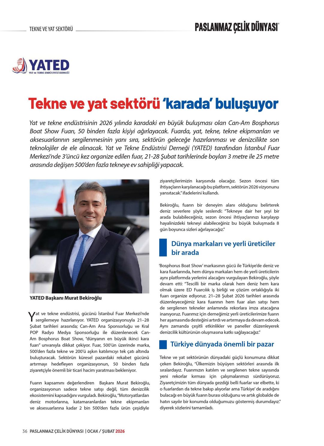 Paslanmaz Çelik Dünyası · 10. Sayı · Ocak-Şubat 2026 · 38