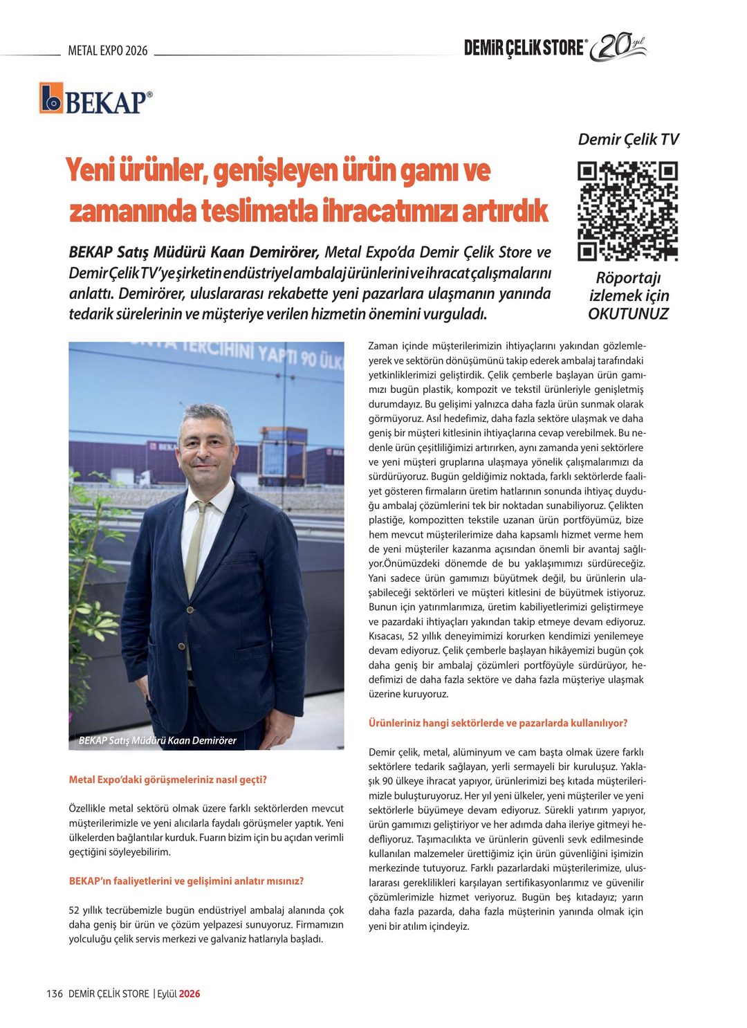 Demir Çelik Store · 237. Sayı · Eylül 2026 · 144