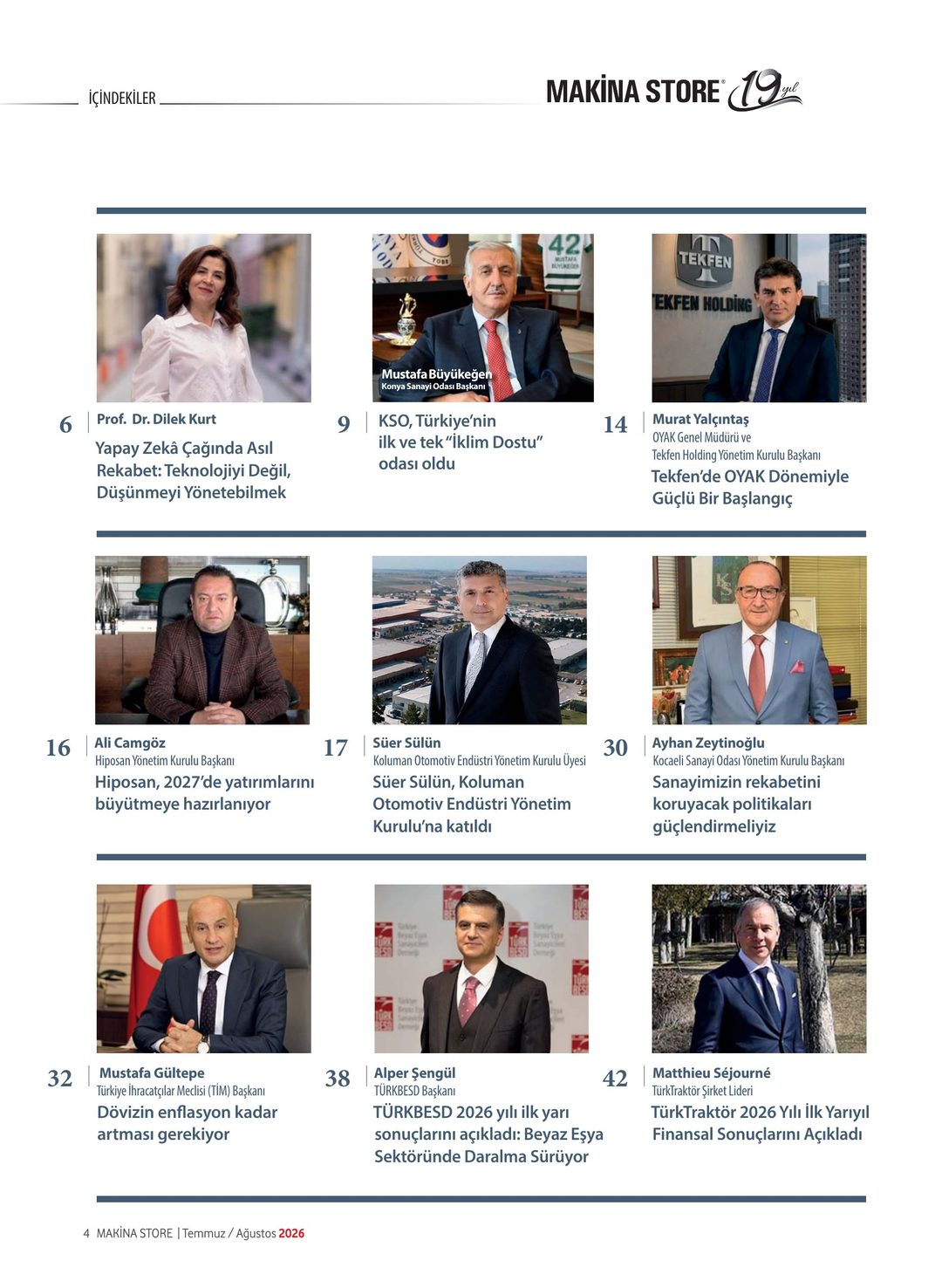 Makina Store · 103. Sayı · Temmuz-Ağustos 2026 · 6
