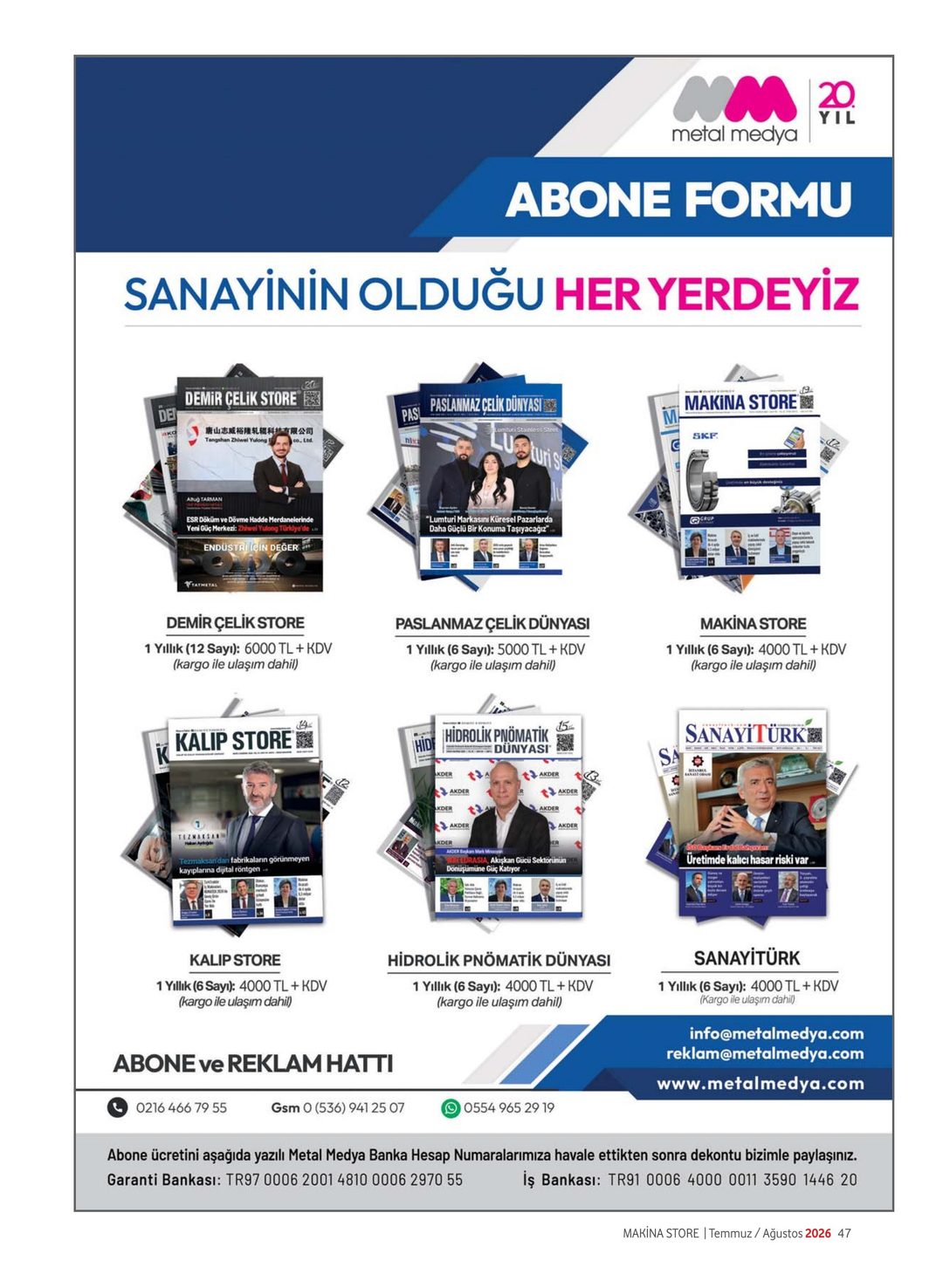 Makina Store · 103. Sayı · Temmuz-Ağustos 2026 · 49