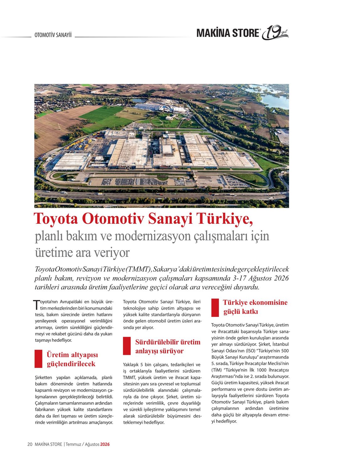 Makina Store · 103. Sayı · Temmuz-Ağustos 2026 · 22