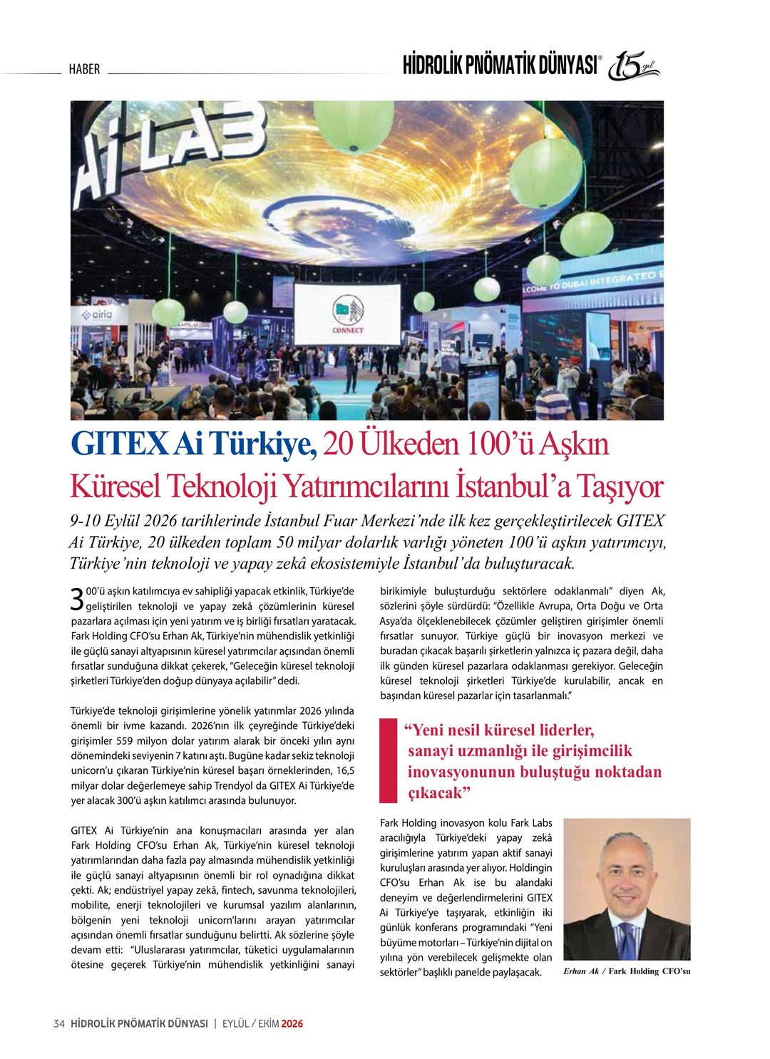 Hidrolik Pnömatik Dünyası · 85. Sayı · Eylül-Ekim 2026 · 36