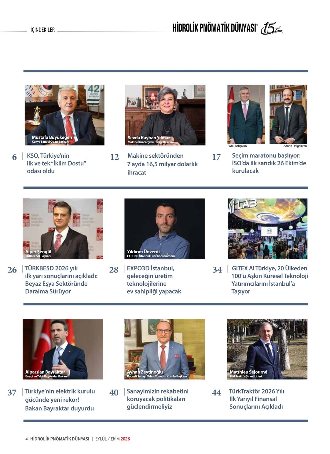 Hidrolik Pnömatik Dünyası · 85. Sayı · Eylül-Ekim 2026 · 6