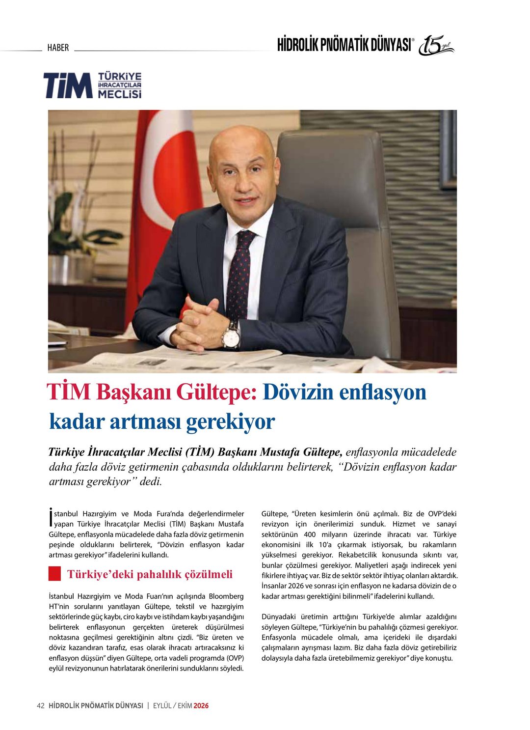 Hidrolik Pnömatik Dünyası · 85. Sayı · Eylül-Ekim 2026 · 44