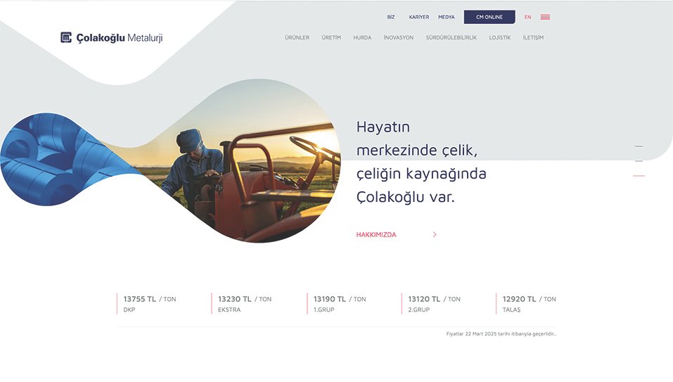 Yeni WEB sitesi Çolakoğlu Metalurji’ye Ödül getirdi  Çolakoğlu Metalurji’nin  yeni WEB sitesine uluslararası ödül
